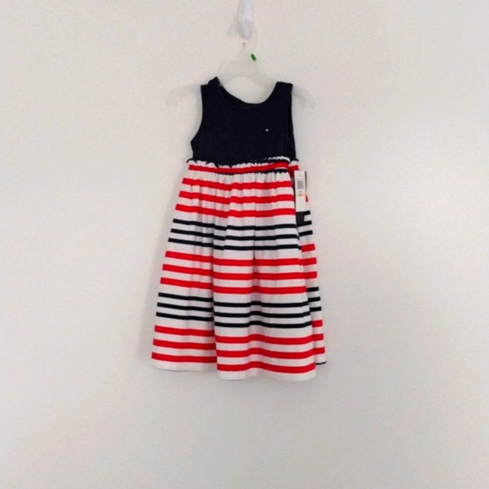 Tommy Hilfiger Red White & Blue Striped Dress Toddler's Girls 2T Sleeveless NWT